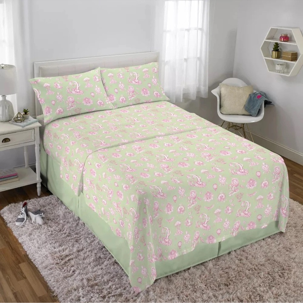 WICKED by Katie Kime Queen Size Sheets 4 piece Sheet Set Lime Pink NEW W/ TAG